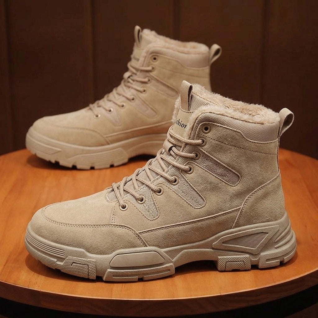 Fleece-Lined High-Top Sneakers with Wide Toe Box