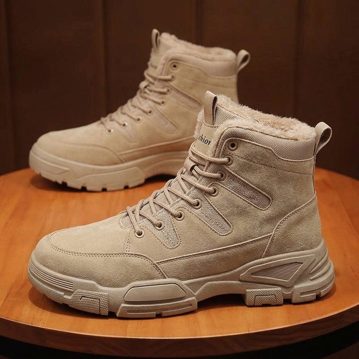 Fleece-Lined High-Top Sneakers with Wide Toe Box
