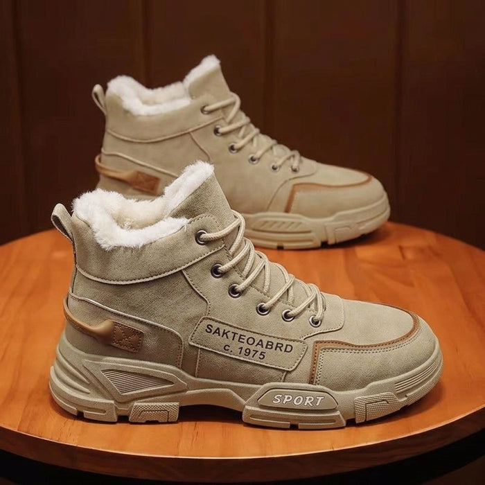 Fleece-Lined High-Top Sneakers with Wide Toe Box