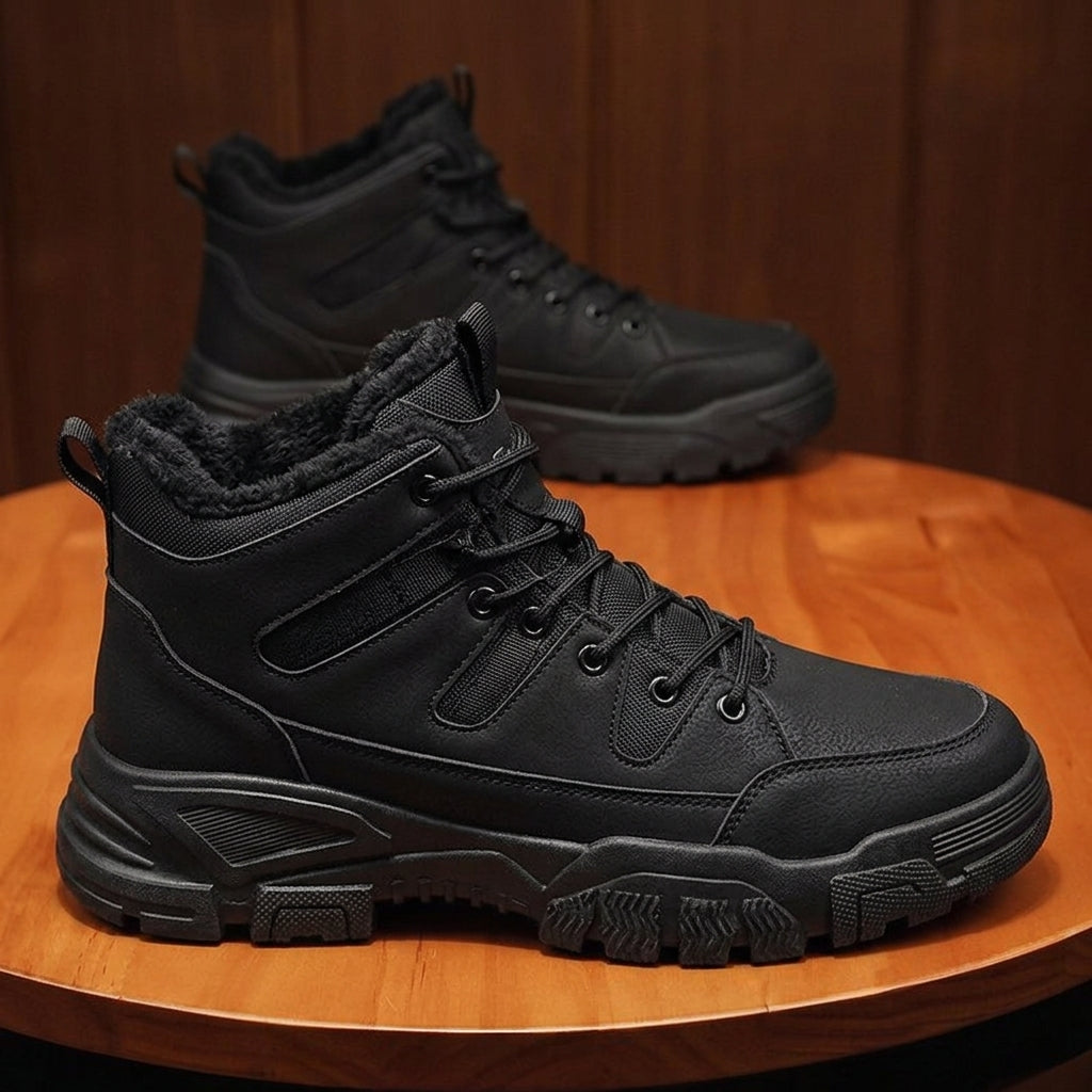 Fleece-Lined High-Top Sneakers with Wide Toe Box