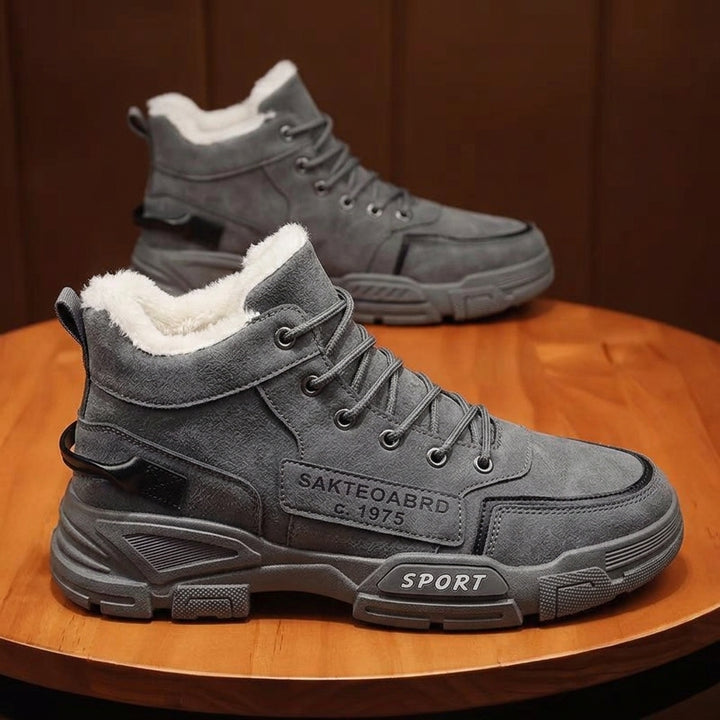 Fleece-Lined High-Top Sneakers with Wide Toe Box