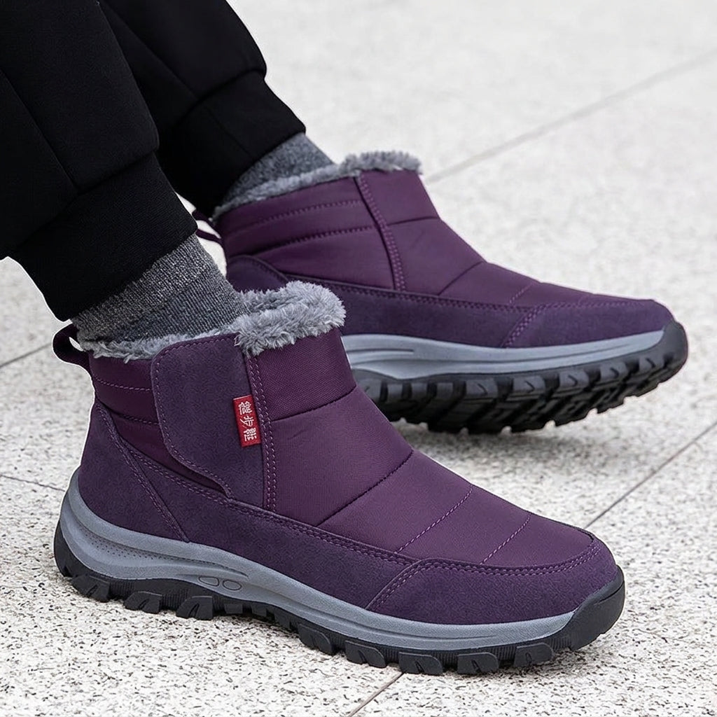 Fleece-Lined Slip-On Winter Boots Waterproof Barefoot
