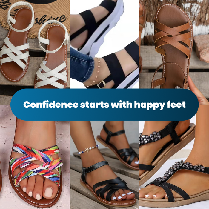 Women's Strappy Flat Sandals Ankle Strap Open Toe