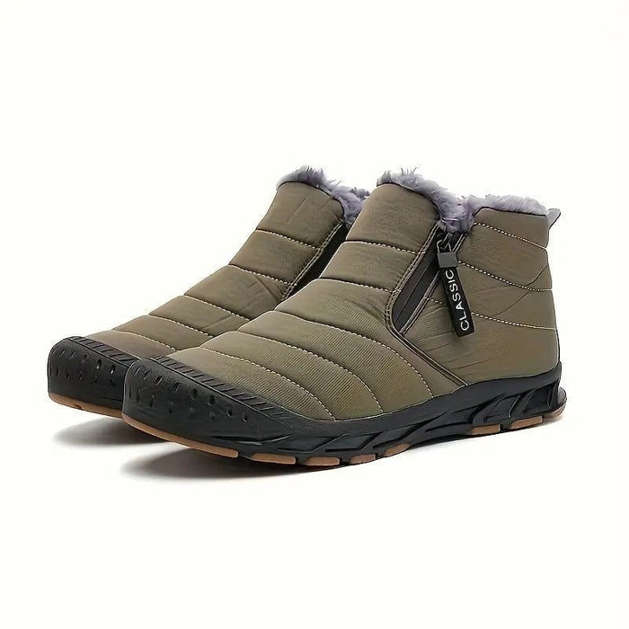 Men's Waterproof Quilted Ankle Boots with Faux Fur