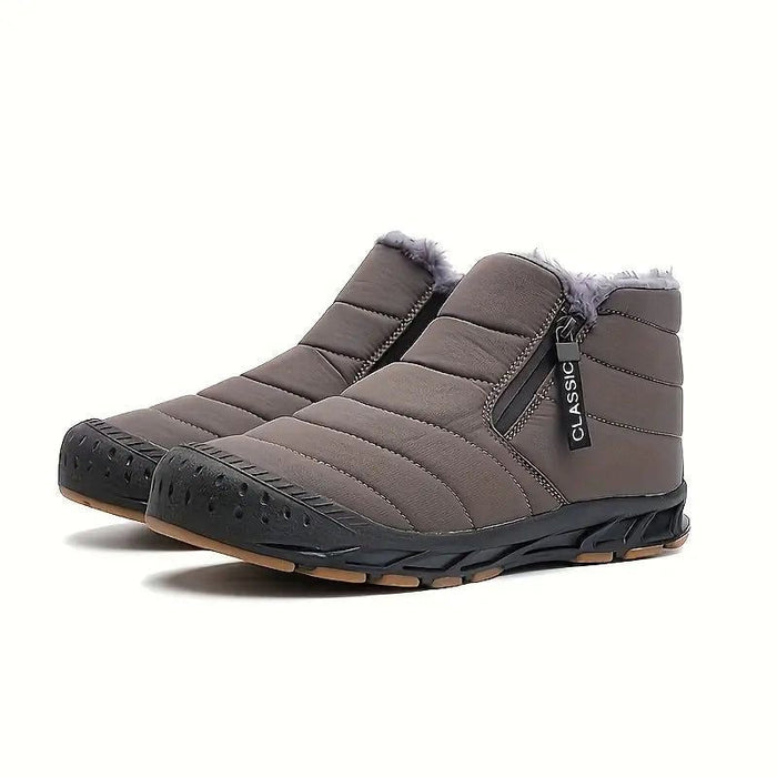 Men's Waterproof Quilted Ankle Boots with Faux Fur