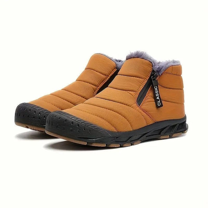 Men's Waterproof Quilted Ankle Boots with Faux Fur