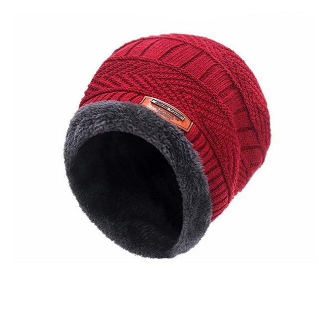 Fleece-Lined Knit Beanie and Scarf Set Winter Neck Warmer