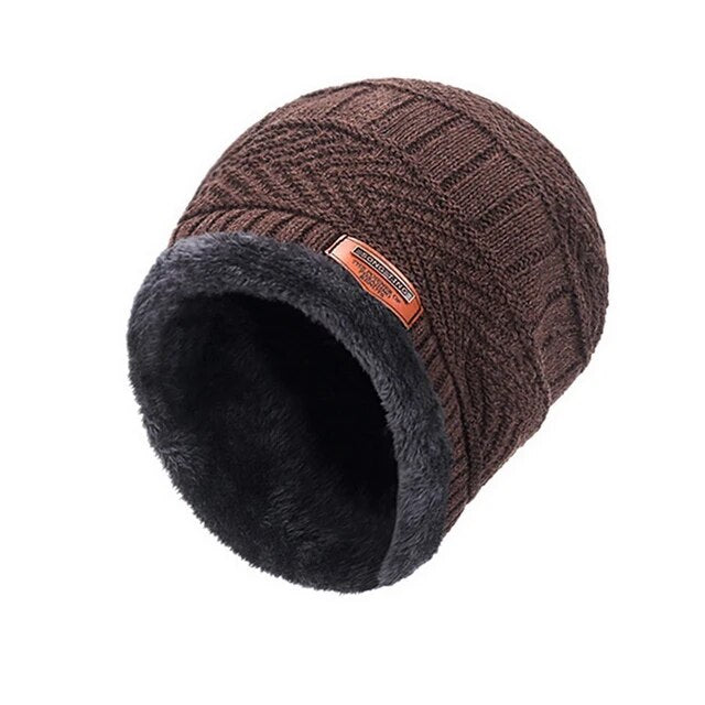 Fleece-Lined Knit Beanie and Scarf Set Winter Neck Warmer