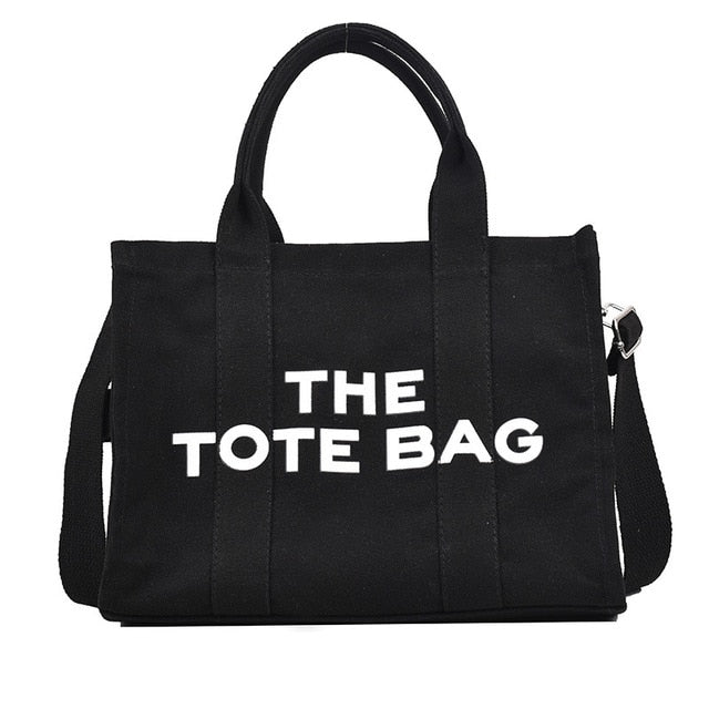 Women's Canvas Tote Bag with Crossbody Strap and Logo