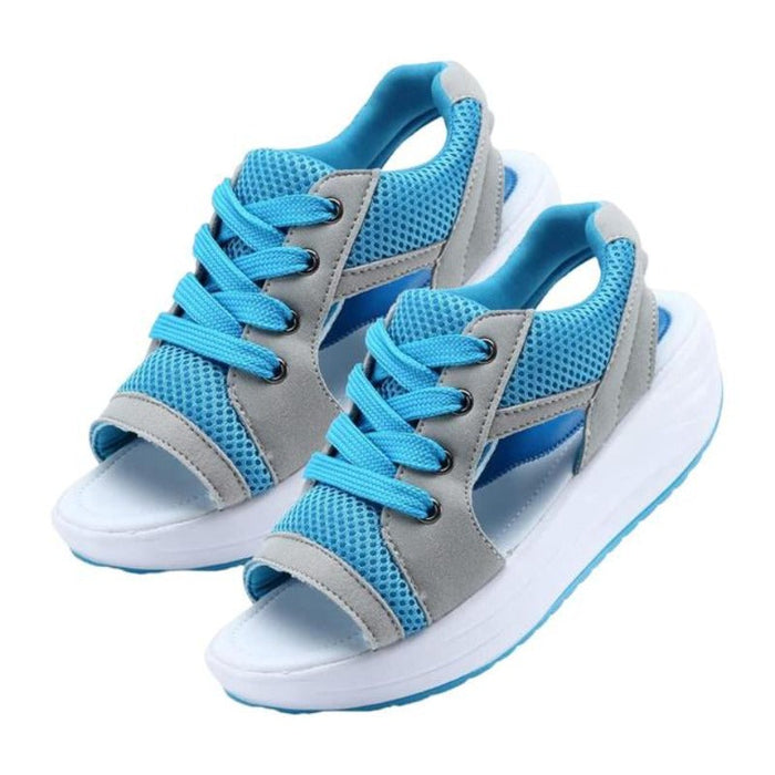 Women's Platform Mesh Lace-Up Sandals Open-Toe