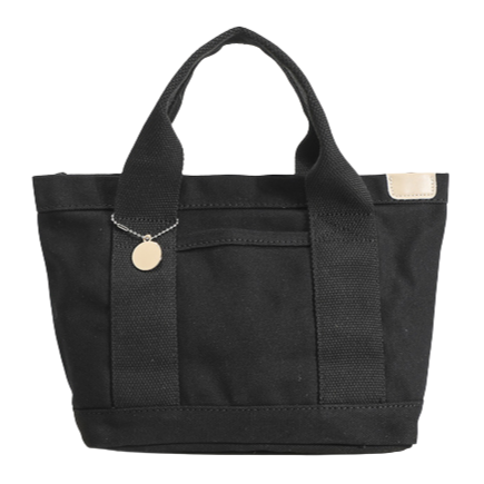 Women's Canvas Tote Bag with Heart Charm and Zip Closure
