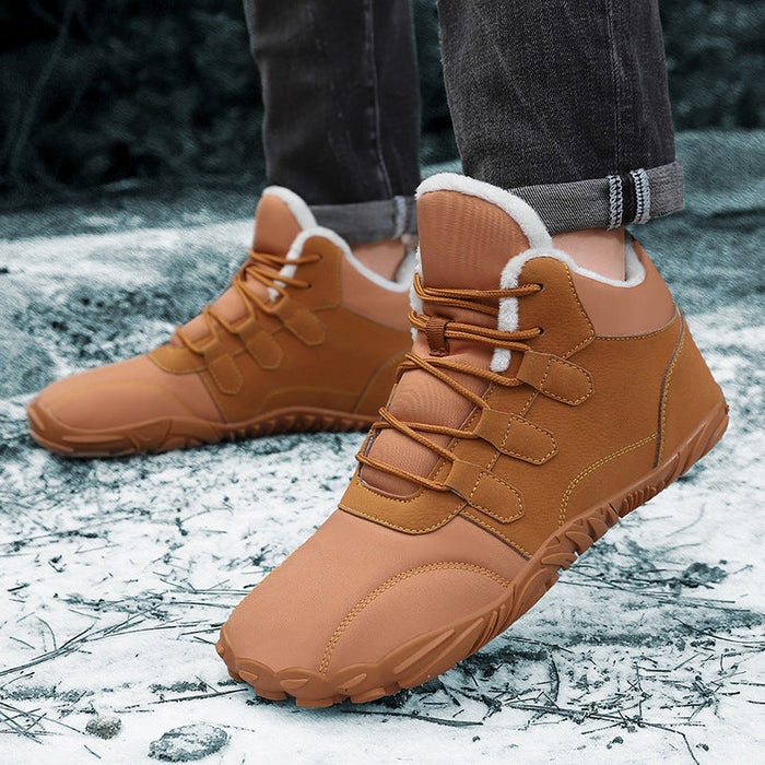 Fleece-Lined Barefoot Ankle Boots for Winter Hiking