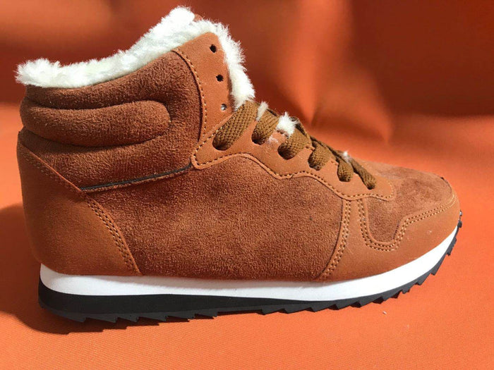 Fleece-Lined High-Top Sneakers with Wide Toe Box