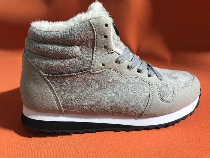 Fleece-Lined High-Top Sneakers with Wide Toe Box