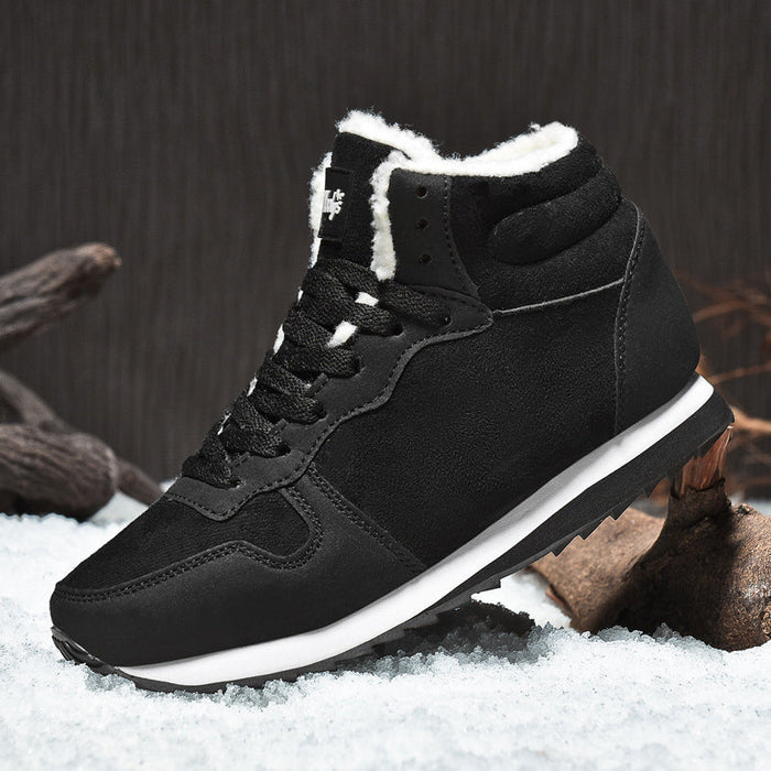 Fleece-Lined High-Top Sneakers with Wide Toe Box