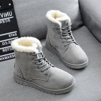 Women's Fleece-Lined Lace-Up Ankle Boots for Winter