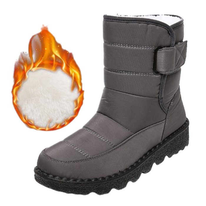 Women's Fur-Lined Waterproof Snow Boots with Hook-and-Loop Closure