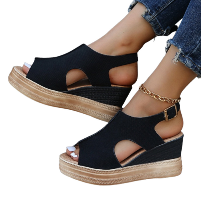 Women's Wedge Sandals Arch Support Buckle Strap