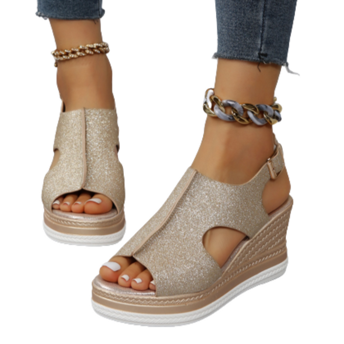 Women's Wedge Sandals Arch Support Buckle Strap