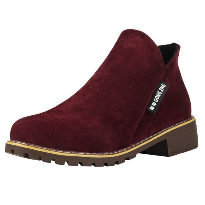 Women's Slip-On Ankle Boots with Arch Support and Zipper