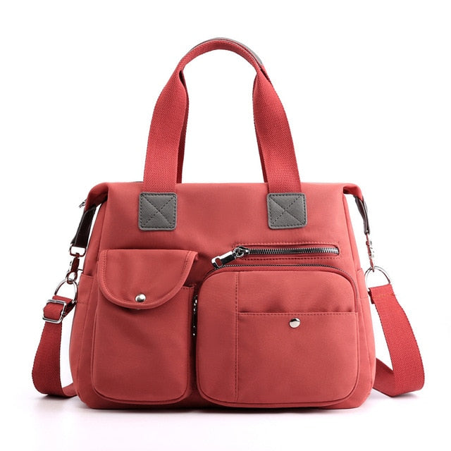 Women's Waterproof Tote Bag with Multiple Outer Pockets