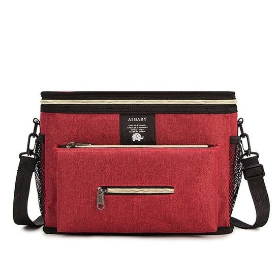 Stroller Organizer Bag with Zipper Pockets and Velcro Attachment
