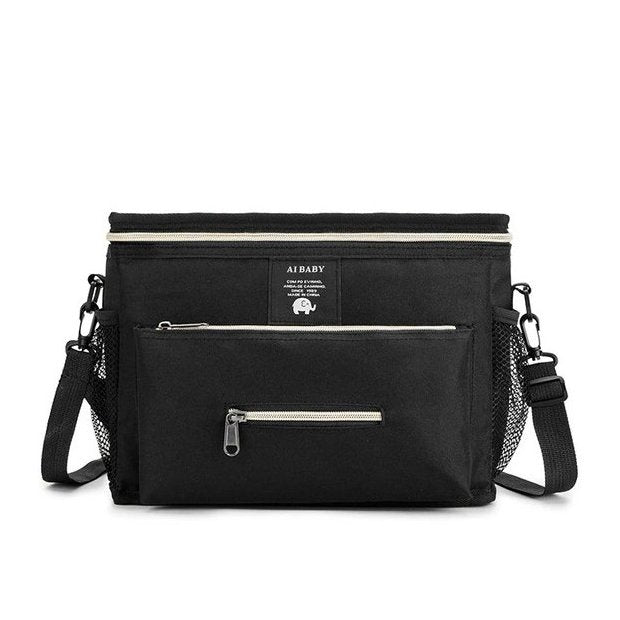 Stroller Organizer Bag with Zipper Pockets and Velcro Attachment