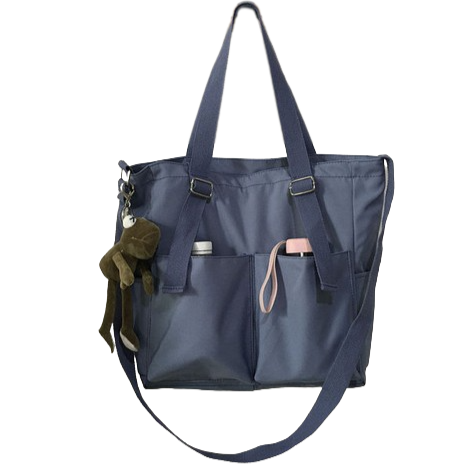 Women's Nylon Tote Bag with Front Pockets Crossbody