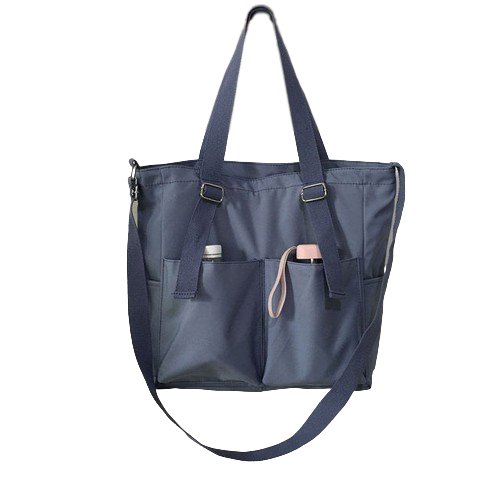 Women's Nylon Tote Bag with Front Pockets Crossbody