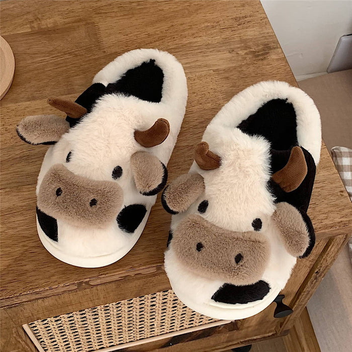 Avery | Fluffy Cow Slippers with Plush Lining and Non Slip Sole