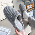 Ribbed plush closed toe slippers