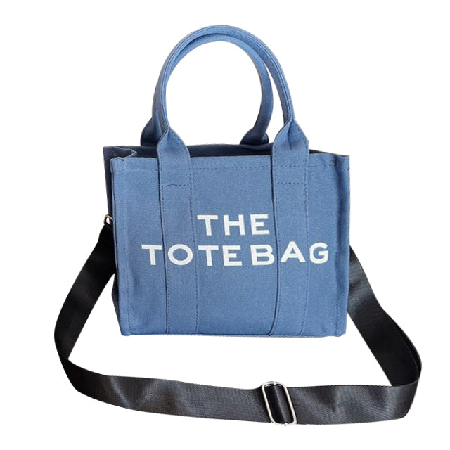 Women's Canvas Tote Bag with Crossbody Strap and Logo