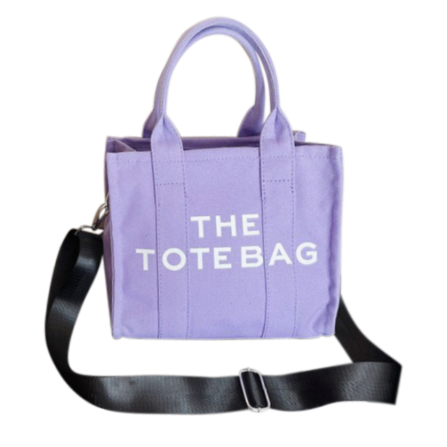 Women's Canvas Tote Bag with Crossbody Strap and Logo