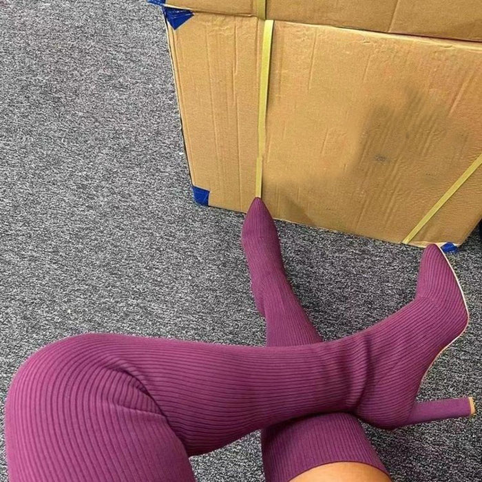 Brooke | Over the Knee Sock Boots with Stretch Knit and High Heel