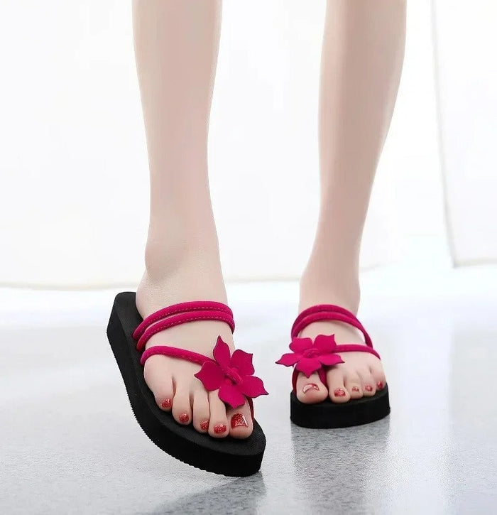 Women's Platform Flip Flop Sandals with Dual Straps