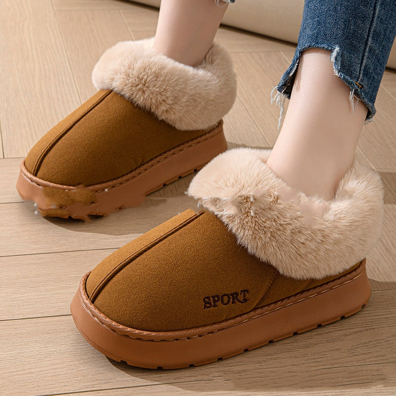 Platform faux fur lined slippers