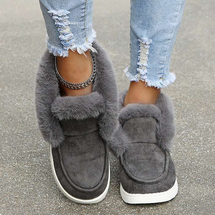 Women's Faux Fur Lined Snow Boots – Warm Suede Ankle Boots