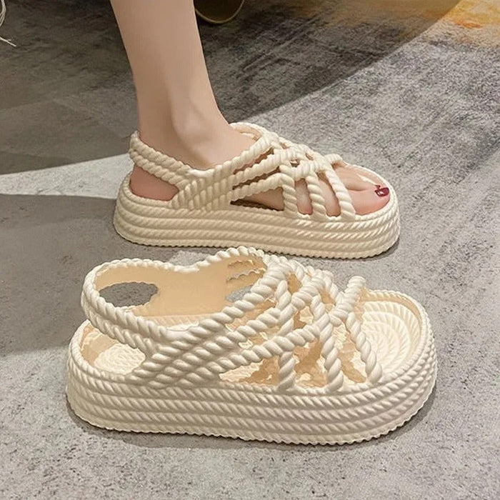 Women's Braided Strappy Flat Sandals Lightweight