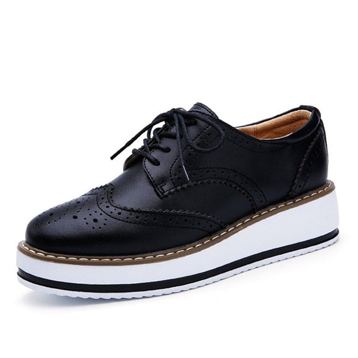 Women's Platform Oxford Brogue Shoes with Lace-Up