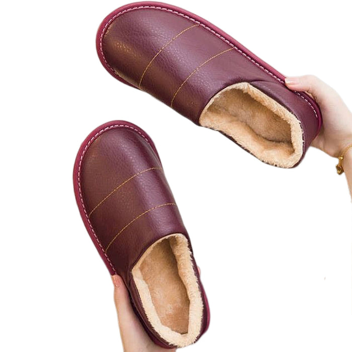 Women's Waterproof Slip-On Slippers with Fur Lining