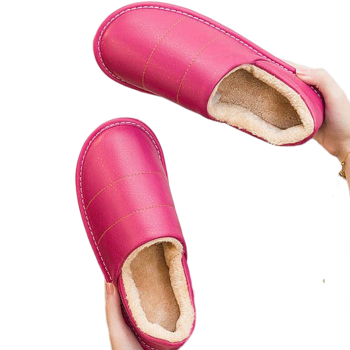 Women's Waterproof Slip-On Slippers with Fur Lining