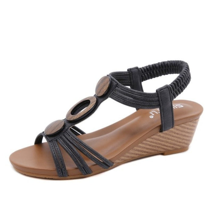 Women's Wedge Sandals with Elastic Strap Open Toe