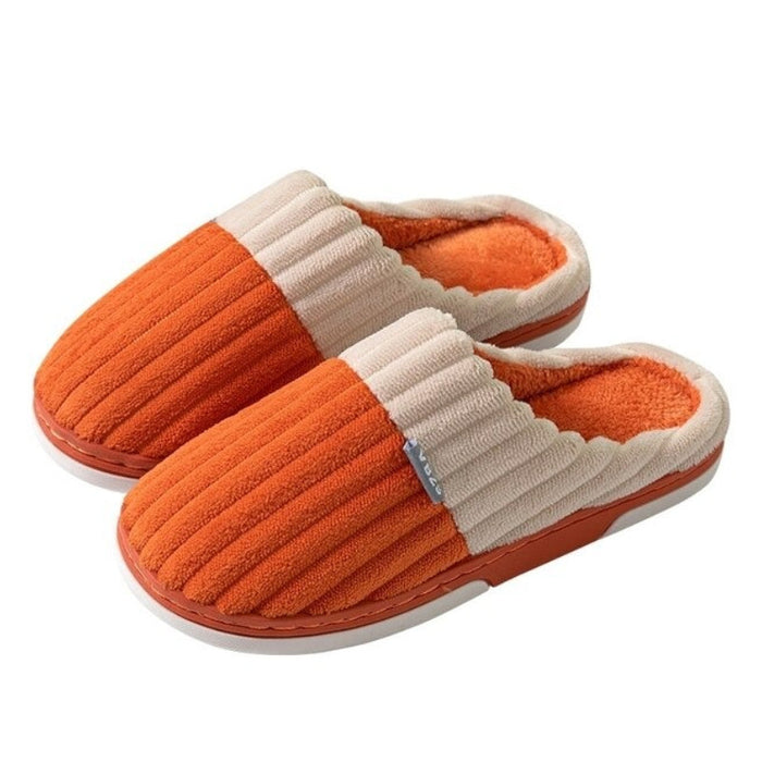 Women's Ribbed House Slippers with Plush Lining