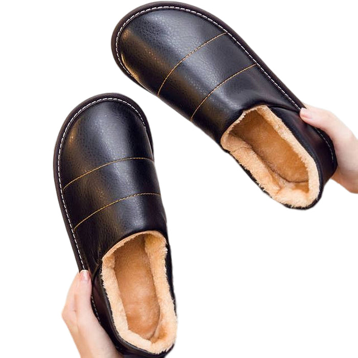 Women's Waterproof Slip-On Slippers with Fur Lining