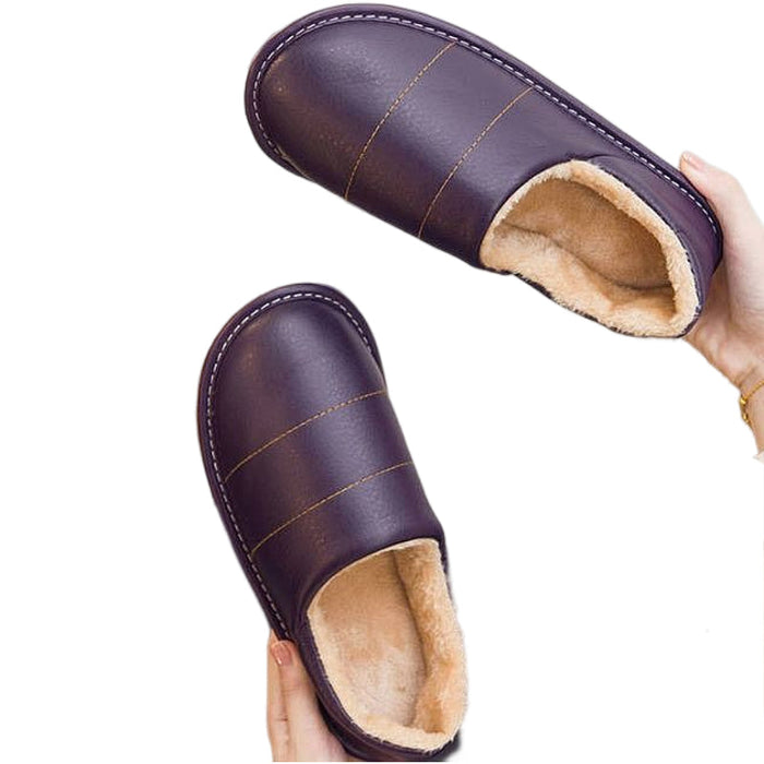 Women's Waterproof Slip-On Slippers with Fur Lining