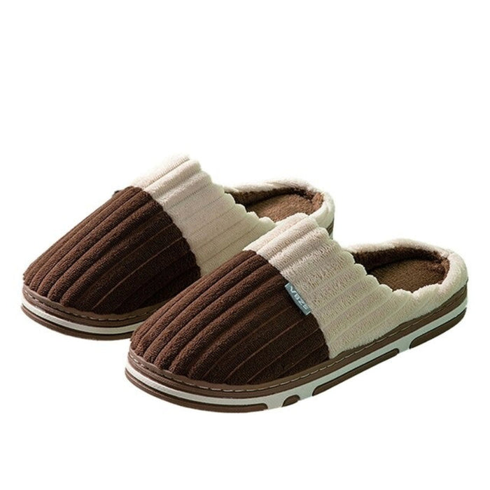 Women's Ribbed House Slippers with Plush Lining