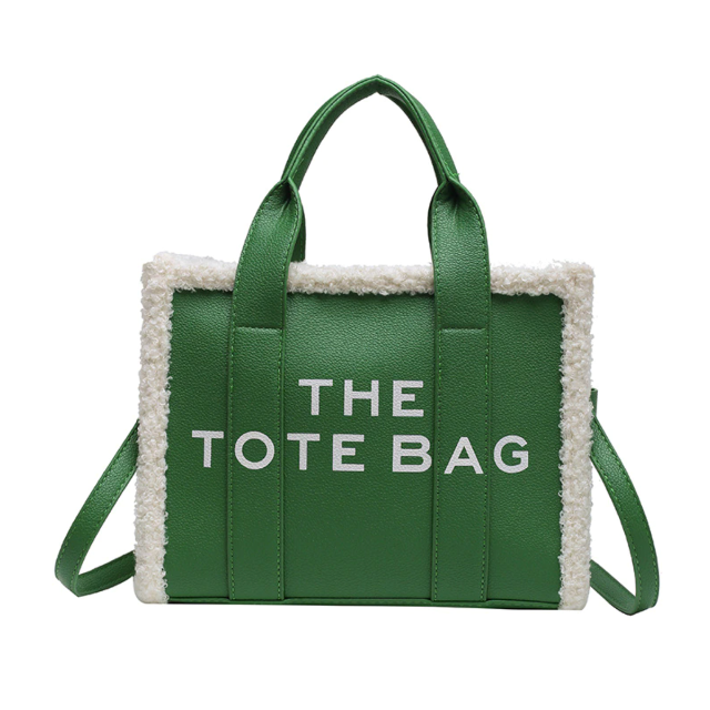 Women's Sherpa-Trim Tote Bag with Crossbody Strap