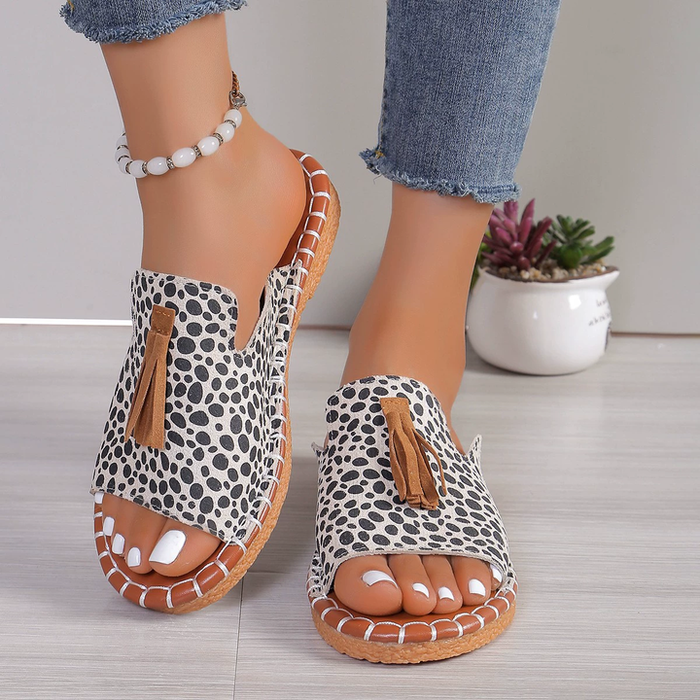 Women's Logo Canvas Slide Sandals Open-Toe Lightweight