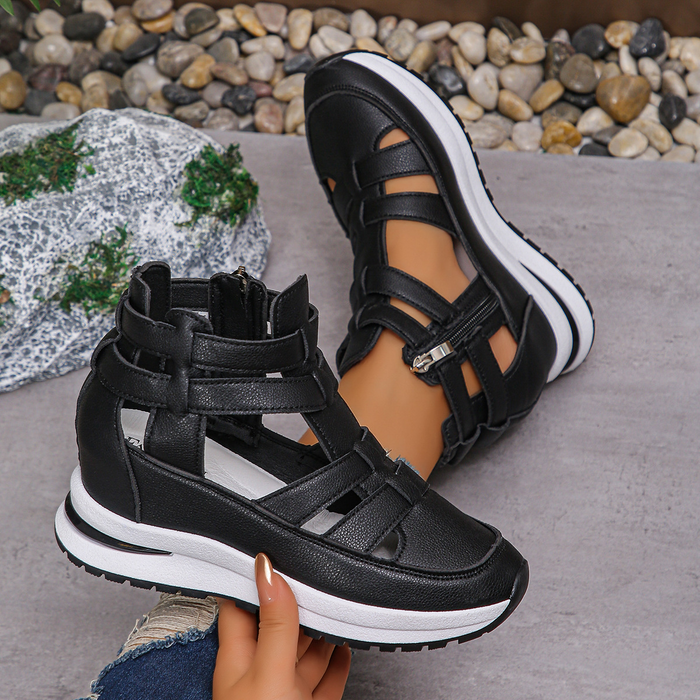 Women's High-Top Platform Sandals with Zipper Closure