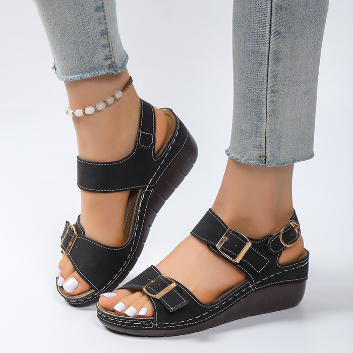 Women's Arch Support Buckle Sandals with Adjustable Straps